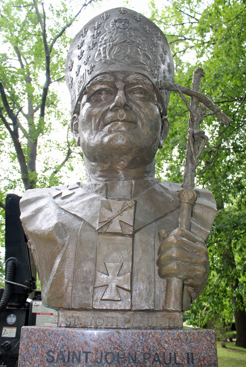 installation of the bust of Saint John Paul II in the Polish Cultural Garden in Cleveland