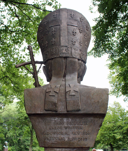 Bust of John Paul II in Polish Cultural Garden in Cleveland - rear