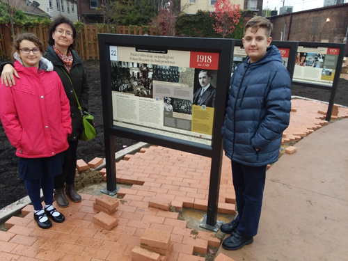 Agnieska Koltarsic and kids at  new Polish Heritage Garden in Cleveland