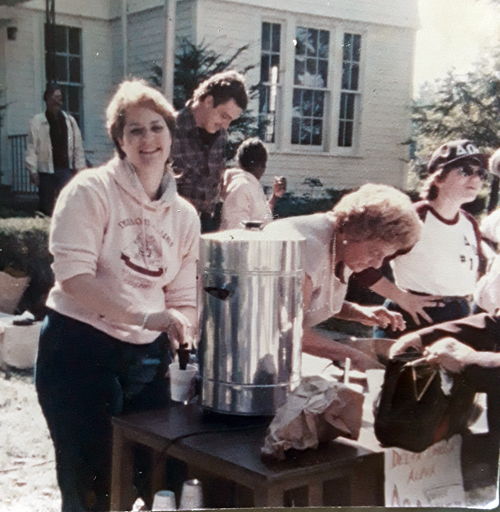 Aundrea's mother Dolores helping sell packzki for the sorority