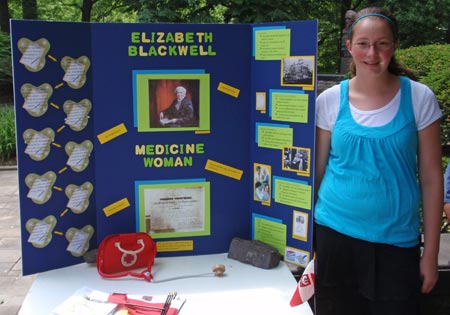 Nicolette Fee with her project about Elizabeth Blackwell