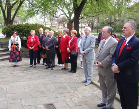 Dedicating the wreath on Polish Constitution Day in Polish Cultural Garden in Cleveland