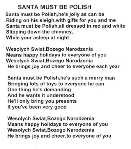 Santa must be Polish lyrics