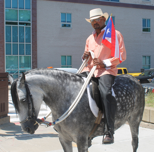 Puerto Rican parade in Cleveland - horse and flag