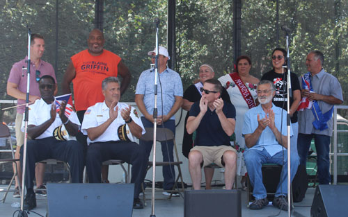 Cleveland Police Chief Calvin Williams, Fire Chief Angelo Calvillo, Councils Jasmin Santana and Kevin Kelley, Mayor Frank Jackson and Councils Kerry McCormack, Matt Zone and Blaine Griffin