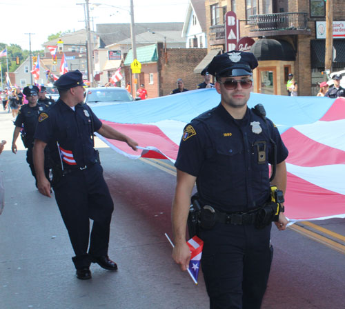 2019 Cleveland Puerto Rican Parade police carrying flag