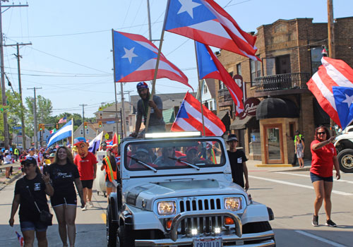 2019 Cleveland Puerto Rican Parade police carrying flag