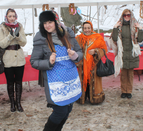 Anna Firsova in Best Scarf or babushka contestant at Maslenitsa in Cleveland