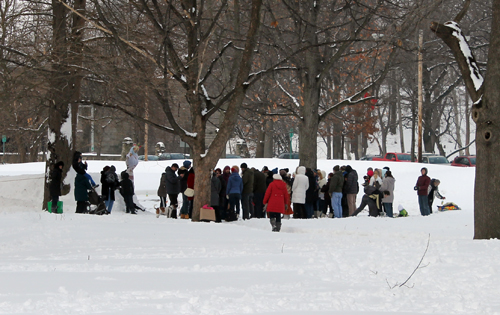 Snow games at Maslenitsa celebration in Cleveland Russian Cultural Garden