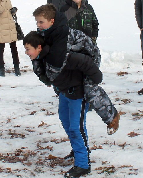 Snow games at Maslenitsa celebration in Cleveland Russian Cultural Garden