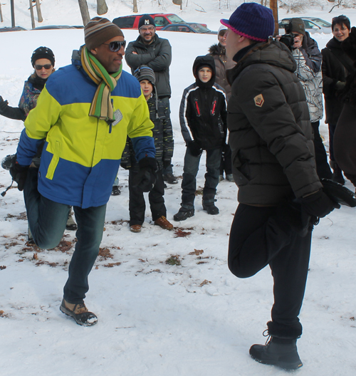 Snow games at Maslenitsa celebration in Cleveland Russian Cultural Garden