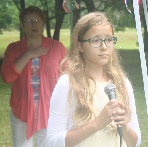 Singing national anthem in Russian Cultural Garden