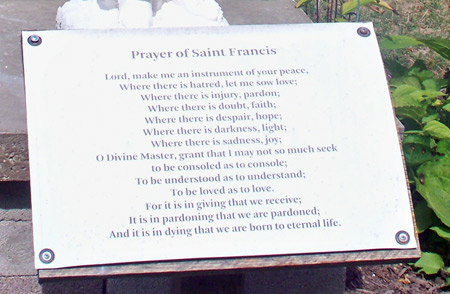 St Francis prayer -  Shrine of Mariapoch in Burton Ohio