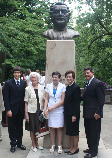 Tombazzi Family at Duchnovic statue in Rusyn Garden