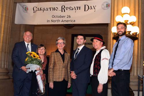 Carpatho-Rusyn Day - State Senator Michael Skindell, Marcia Benko, Laurel Tombazzi, <br>Ray Paloetta, Tom Katrenich and Andrew Lackey