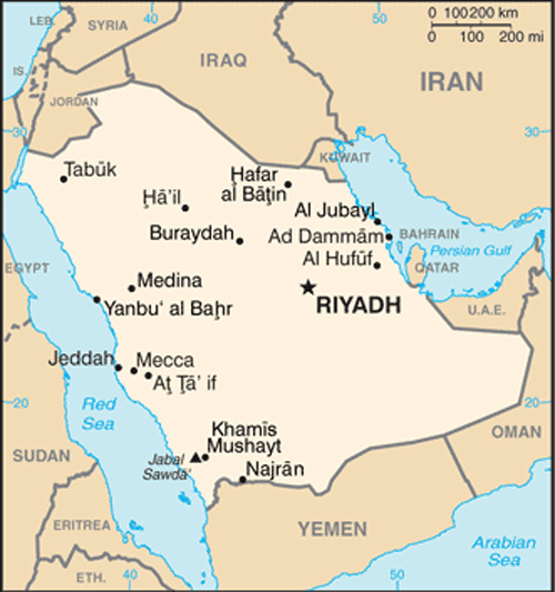 Map of Saudi Arabia