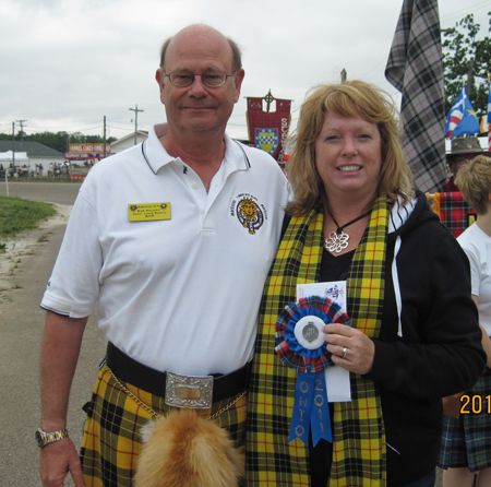 Winner of Best Clan Display was  Clan MacLeod Society, USA . Great Lakes Region VP Bob MacLeod with Ohio Games Organizer Bonnie Overton