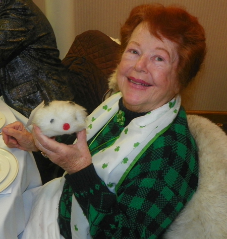 Pearl Palmer with toy haggis