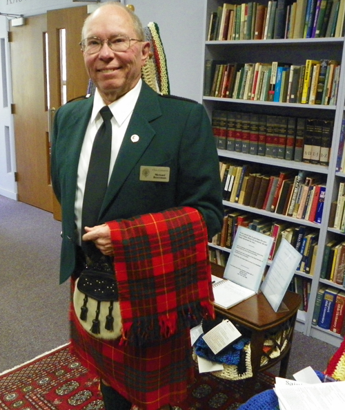 Michael Bozeman, with Clan Cameron tartan