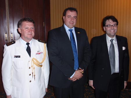 Captain Dragan Nikolic from the Serbian Navy, Serbian Ambassador to the United States Vladimir Petrovic and Alex Strmac