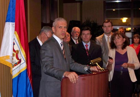 Serbian President Boris Tadic speaks at the Cleveland reception