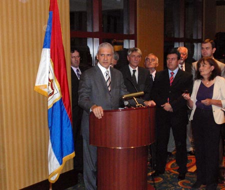 Serbian President Boris Tadic speaks at the Cleveland reception