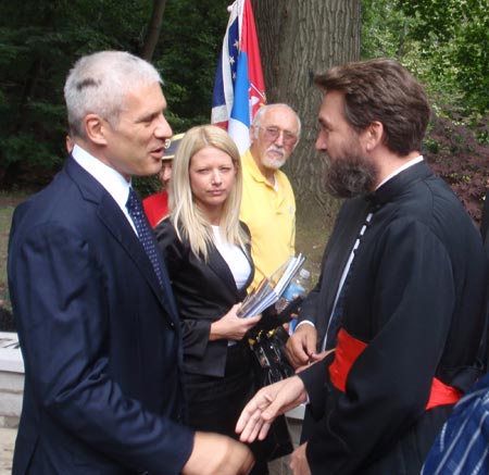 Serbian president Boris Tadic and Reverend Zivojin Jakovljevic 