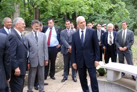 President Tadic visits a statue honoring Serbian bishop and poet Petar Petrovic Njegos