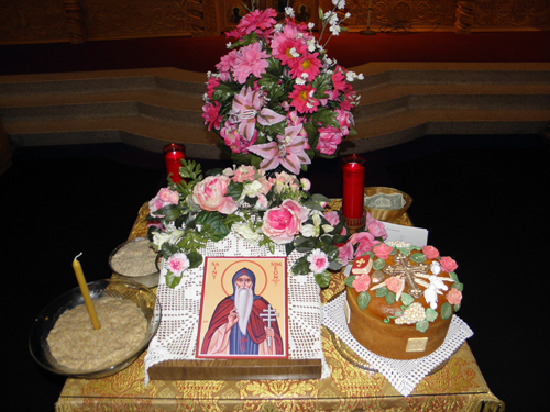 the blessed decorated Slava bread and wheat