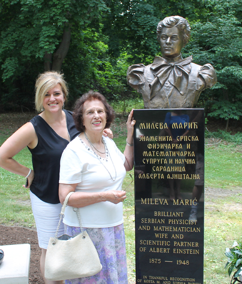 Posing with the new Mileva Maric bust