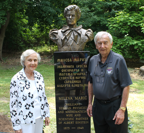 Posing with the new Mileva Maric bust