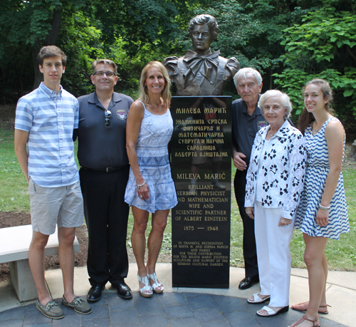 Posing with the new Mileva Maric bust