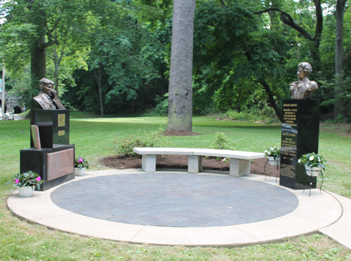 Nikola Tesla and MIleva Maric busts in Serbian Garden