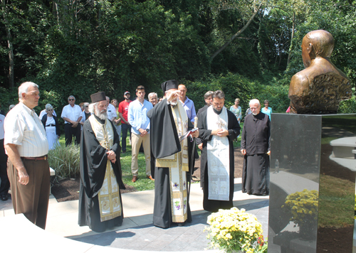Milutin Milankovic Bust Dedication and Blessing by Bishop Irenej in Serbian Cultural Garden in Cleveland