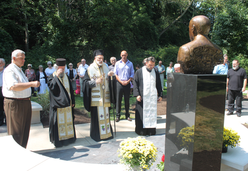 Milutin Milankovic Bust Dedication and Blessing by Bishop Irenej in Serbian Cultural Garden in Cleveland