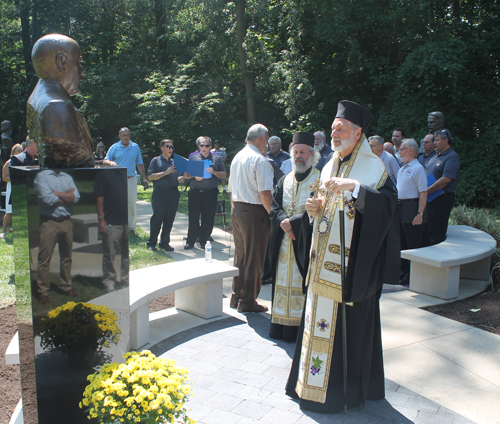 Milutin Milankovic Bust Dedication and Blessing by Bishop Irenej in Serbian Cultural Garden in Cleveland