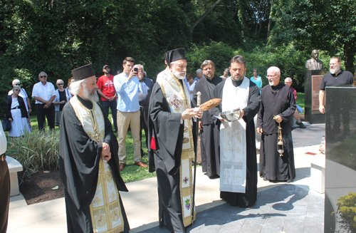 Milutin Milankovic Bust Dedication and Blessing by Bishop Irenej in Serbian Cultural Garden in Cleveland