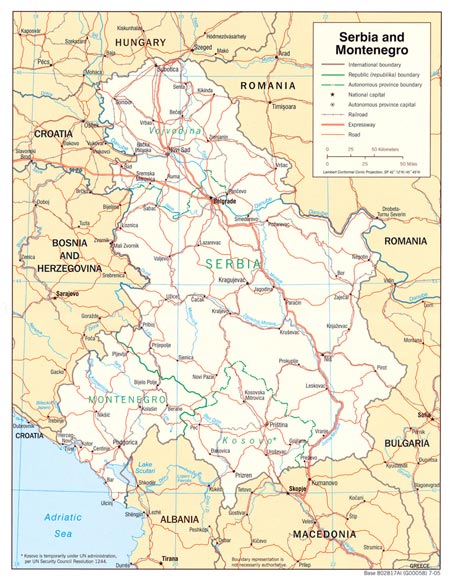 Map of Serbia and Montenegro