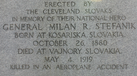 Words engraved on statue of General Milan R. Stefanik in Cleveland Ohio