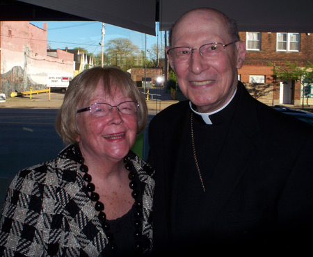 Gloria Pust and Bishop Pevec