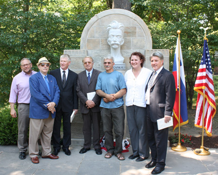 Posing at the new Ivan Cankar bust