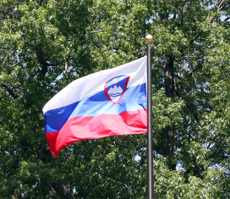 Flag of Slovenia in Slovenian Cultural Garden in Cleveland