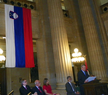 Flag of Slovenia in Cleveland City Hall