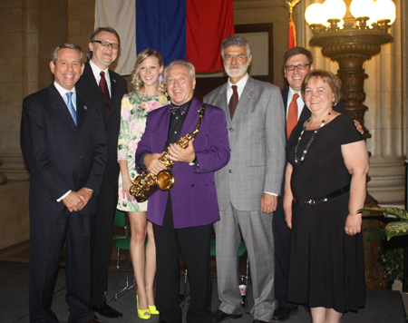 Councilman Mike Polensek, Consul General Jure Zmauc, Nika Zmauc, Oto Vrhovnik, Mayor Frank Jackson, Councilman Joe Cimperman and Martina Jakomin