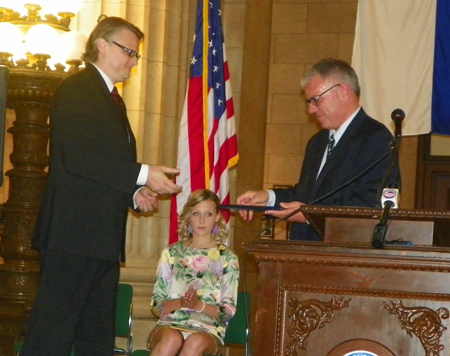 Michael Patterson from Congressman Kucinich's office presented a proclamation to the Consul General of Slovenia