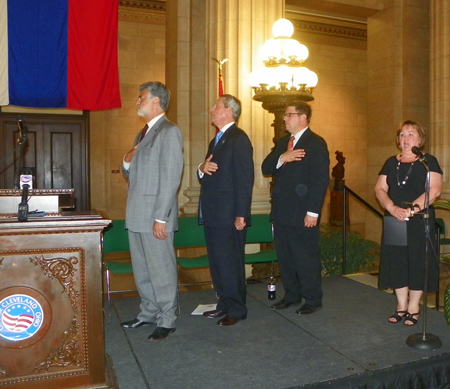 Singing the National Anthem - Mayor Frank Jackson, Mike Polensek and Joe Cimperman