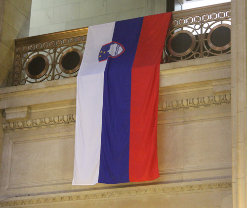 Flag of Slovenia in Cleveland City Hall Rotunda