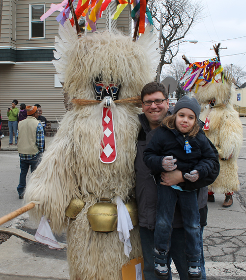 Kurentovanje Parade Kurent with Joe Cimperman and daughter