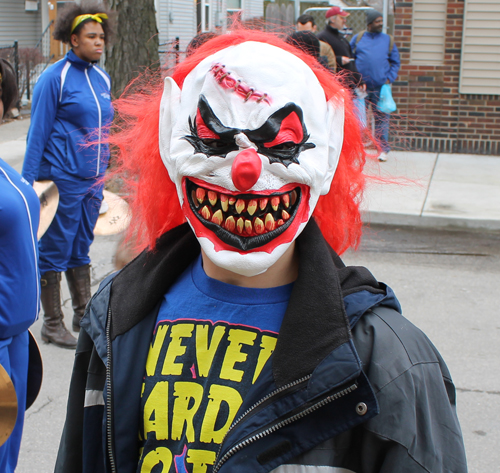 Wearing masks at Cleveland Kurentovanje parade