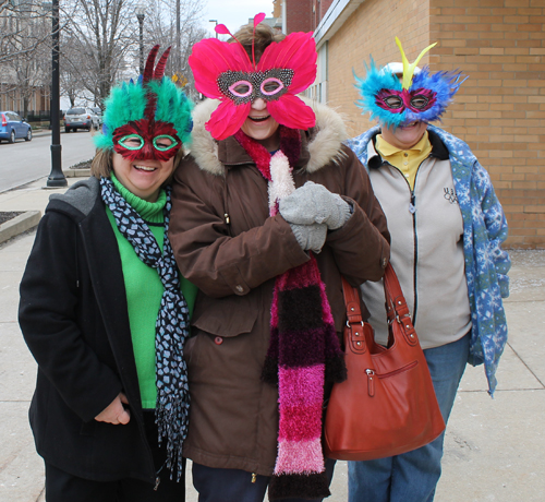 Wearing masks at Cleveland Kurentovanje parade